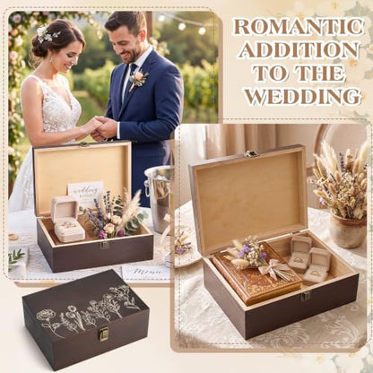 Marsui Wildflower Wooden Keepsake Box, 10.6 x 7.7 x 3.9 Inch Decorative Box