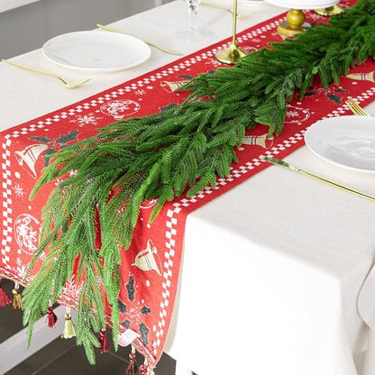 4 Pcs Christmas Norfolk Pine Garland, 6 Ft Dense Norfolk Pine Garland, Artificial Pines Greenery Garlands for Christmas Holiday Mantle Fireplace Table Home Decor - size: 4 Pcs