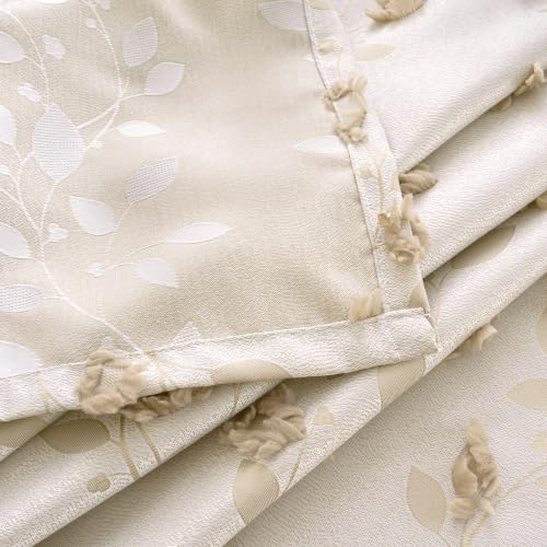 BGment Beige Jacquard Linen Curtains for Living Room 2 Panels - color: Beige, size: 52"W x 78"L (Pack of 2)