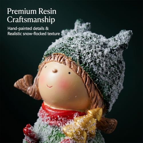 Charming Winter Figurines Set of 2 Christmas Boy and Girl Statues