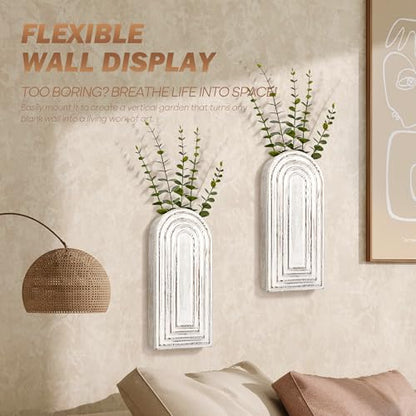 EOSAHR Wall Vase: Wall Planter for Indoor Plants & Fake Flowers, Whitewash - color: Whitewash
