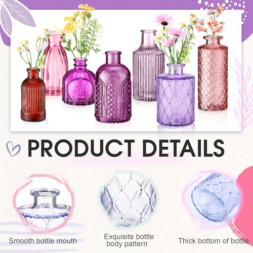 Yaomiao 30 Pcs Glass Bud Vases Centerpieces, Pink Purple Red Series - color: Pink Purple Red Series