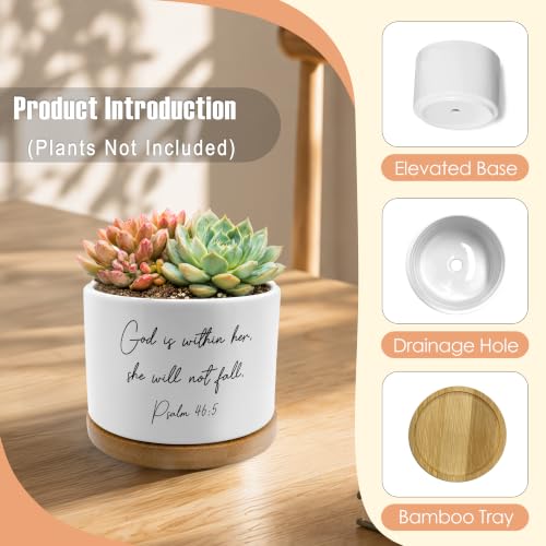 Christian Gifts for Women Plant Pots, God is Within Her She Will Not Fall Bible Verse Ceramic Succulent Flower Planters(No Plants) - color: Psalms C