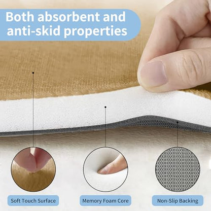 Cupic Cupid Memory Foam Bath Mat 24"×16", Non Slip Bathroom Rugs，Deep Khaki - color: Deep Khaki, size: 1'4" x 2' (16" x 24")
