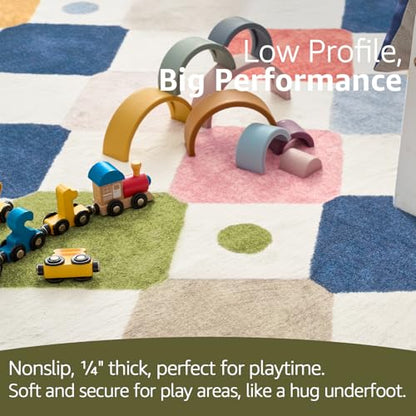 jinchan 4x4 Square Rug Washable Kids Rug Colorful Checkered Play Mat - color: Diamond Circus, size: 4' x 4' (Square)