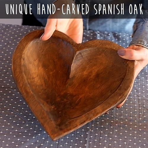 Decorative Bowl Home Decor Approx 10.5x12 Inch, Hand Carved Spanish Oak - size: 10 Inch Heart