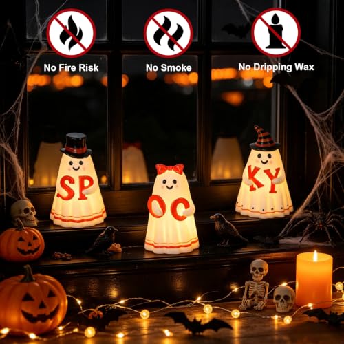 Wondise Spooky Ghost Halloween Flameless Candles with 6hrs Timer - color: 2-Ghost