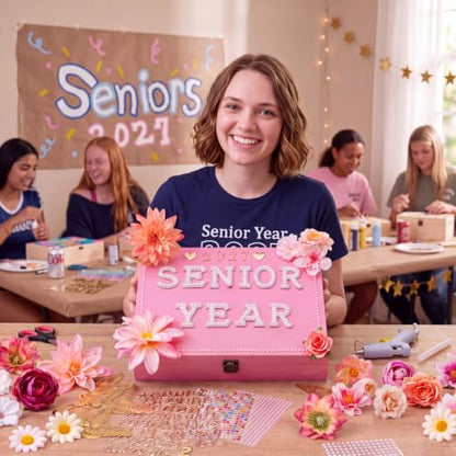 Yousoontic 2027 Senior Memory Keepsake Box and DIY Accessories,Pink - color: Pink