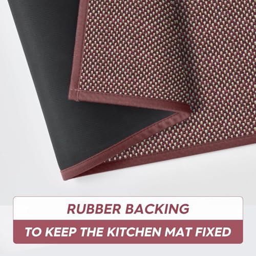 Artoid Mode Non-Slip Red Kitchen Rugs and Mats Set of 2-17x29 + 17x47 - color: Red, size: 17" x 29" /17" x 47"