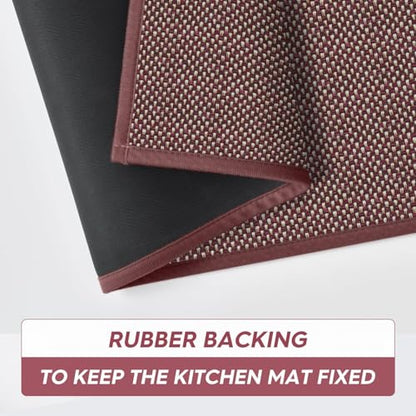Artoid Mode Non-Slip Red Kitchen Rugs and Mats Set of 2-17x29 + 17x47 - color: Red, size: 17" x 29" /17" x 47"