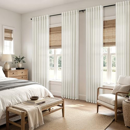 Joywell Linen Curtains 78 Inches Long for Living Room Hook Belt Cream - color: Natural, size: 52"W x 78"L (Pack of 2)