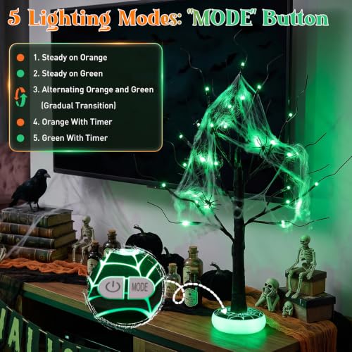 PEIDUO Halloween Tree with Light-up Base Rechargeable Halloween Decoration - color: Dark