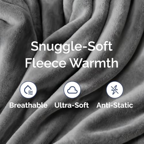 Ultra Soft Fleece Throw Blanket - College Dorm Room Essentials - Dark Grey - color: 14 - Dark Grey, size: Throw (50" x 60")