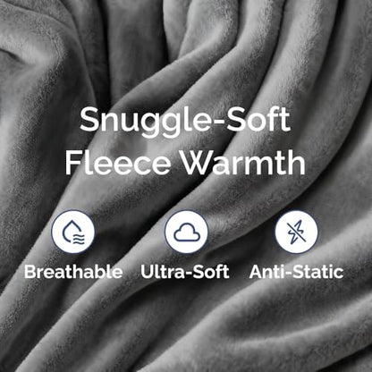 Ultra Soft Fleece Throw Blanket - College Dorm Room Essentials - Dark Grey - color: 14 - Dark Grey, size: Throw (50" x 60")