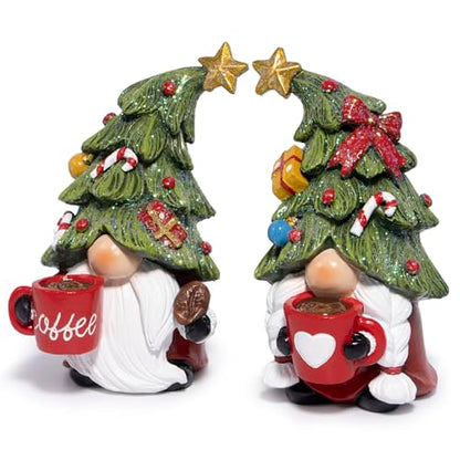 Hodao Christmas Gnomes Figurines Decoration, Holiday Tabletop Centerpiece - color: Red-green(2pcs)