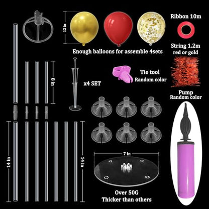 ZJDHPTY 4Set Red Gold Balloon Stand Table Centerpieces Party Decor - color: Red Gold 4