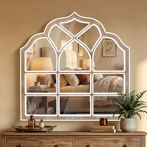 36x36 Inch Window Pane Wall Mirror, Farmhouse Gothic Arched Mirror - color: H - Window - 36x36 in