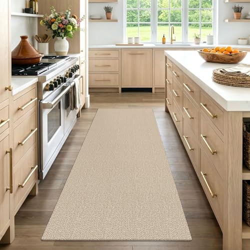 EARTHALL Washable Runner Rug, Non Slip Walkway Runner, 3x7 Ft, Sand/Beige - color: Sand/Beige, size: 3' x 7' (Rectangular)