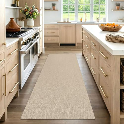 EARTHALL Washable Runner Rug, Non Slip Walkway Runner, 3x7 Ft, Sand/Beige - color: Sand/Beige, size: 3' x 7' (Rectangular)