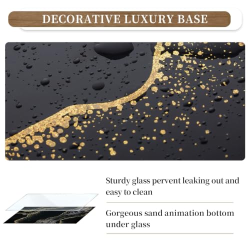 Hanobe Black Ottoman Serving Tray with Handles for Coffee Table Home Decor