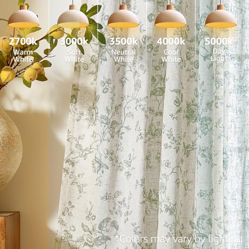 jinchan Linen Curtains 63 inch Green Floral Farmhouse Rod Pocket 2 Panels - color: Amlie Green, size: 50"W x 63"L (Pack of 2)