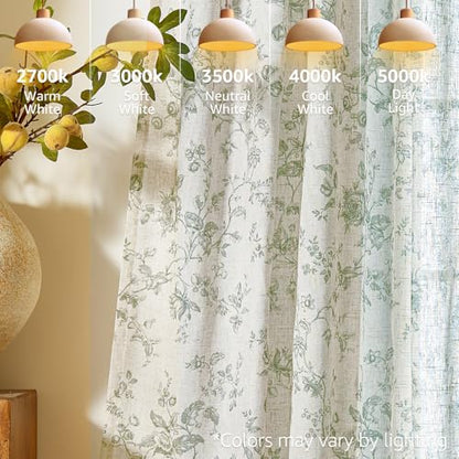 jinchan Linen Curtains 63 inch Green Floral Farmhouse Rod Pocket 2 Panels - color: Amlie Green, size: 50"W x 63"L (Pack of 2)