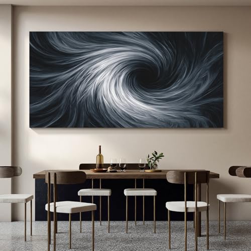 YISXINOAG Black White Abstract Wall Art Modern Spiral Painting 29"X58" - color: black white, size: 58"L x 29"W