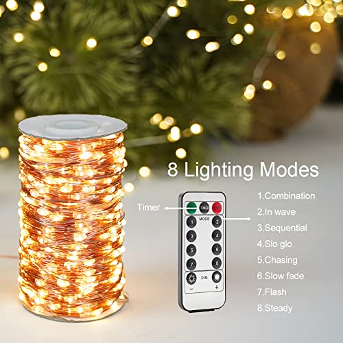 100FT 300LED Fairy Lights Plug in Copper Wire for Bedroom Christmas - color: Copper wire, size: 100FT 300LEDs