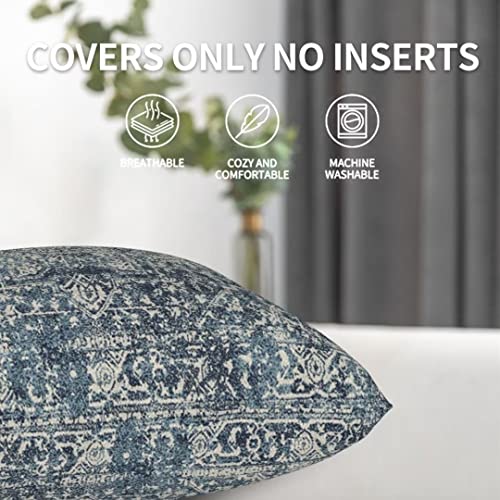 Navy Blue Carpet Pattern Boho Pillow Covers 18x18 Set of 2 - color: Navy Blue1, size: 18" x 18" (Pack of 2)