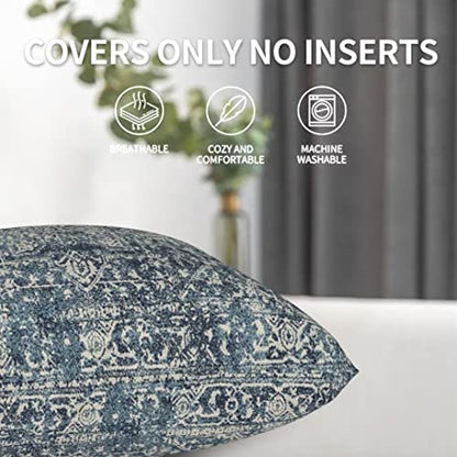 Navy Blue Carpet Pattern Boho Pillow Covers 18x18 Set of 2 - color: Navy Blue1, size: 18" x 18" (Pack of 2)