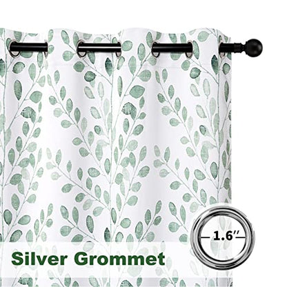 MYSKY HOME Green Leaf Curtains 90 Inch Length for Bedroom Grommet 2 Pcs - color: Leaf-green, size: 52"W x 90"L (Pack of 2)