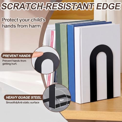 Chunful Metal BookEnds Shelves - color: Black, size: 7.5*5.75*3.5in