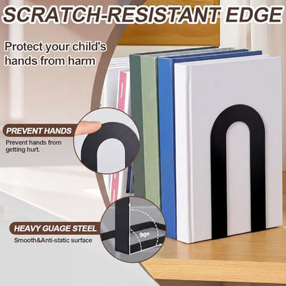 Chunful Metal BookEnds Shelves - color: Black, size: 7.5*5.75*3.5in