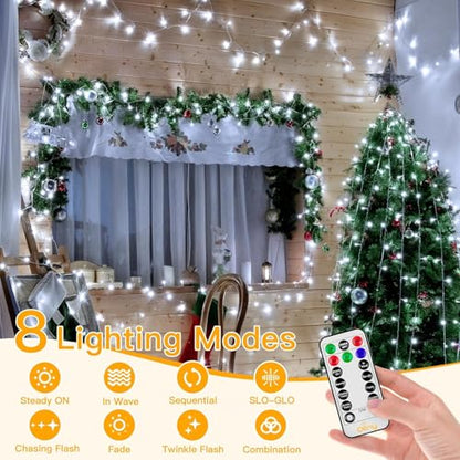 Ollny Christmas Lights 400LED 131FT, Cool White Fairy Lights with Remote - color: Cool White, size: 400 LEDs