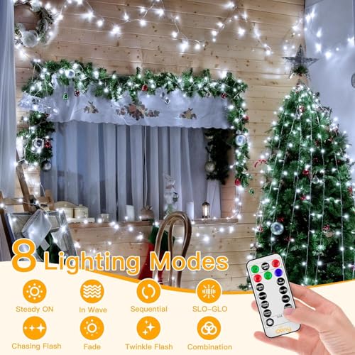 Ollny Christmas Lights Outdoor Cool White, 1000LED 328FT with Remote - color: Cool White, size: 1000 LEDs