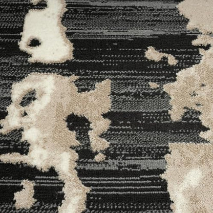 Abani Black and Cream Area Rug | 9' x 12' Tan and Beige Abstract Pattern | Perfect for Living Room and Bedroom | Terra Collection - color: Grey, size: 9' x 12' (Rectangular)