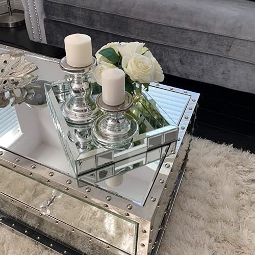 Wocred Perfume Tray,Super Gorgeous Vanity Tray with Handles,Jewelry Organizer Decorative Tray for Dresser,Coffee Table,Bedroom Ottoman(11”x15”x2”) - size: 15" x 11" x 2"