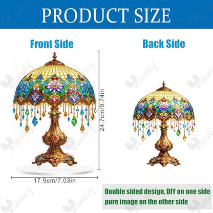 Yunzlly Stand Up Diamond Art Painting Kit, Desktop Gem Painting Ornament Kit for Adults, Tabletop Acrylic Diamond Board Painting (Lamp) - color: Lamp