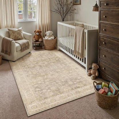 HUGEAR Beige Area Rugs 3x5 Living Room Washable Rug Carpet - color: Retro Beige, size: 3' x 5' (Rectangular)