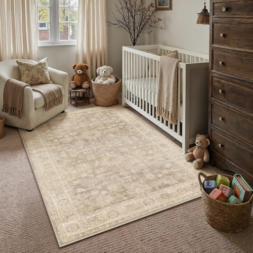 HUGEAR Beige Area Rugs 4x6 Living Room Washable Rug Carpet - color: Retro Beige, size: 4' x 6' (Rectangular)