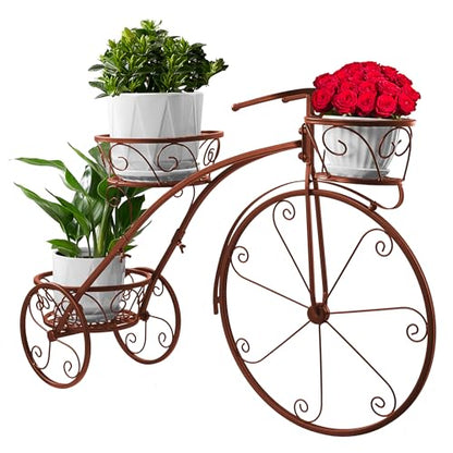 Sorbus Tricycle Planter, Garden Plant Stand (Bronze) - color: Bronze, size: 3 Wheel