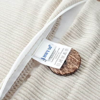 HWY 50 Cream White Chenille Throw Pillow Covers 20x20 Inch Buttons - color: Cream White, size: 20" x 20" (Pack of 2)