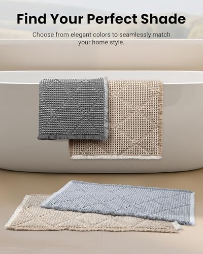 Waffle Bath Mat Set, Non Slip Bathroom Rugs 2 Piece, Gray & Light Gray - color: Grey & Light Grey