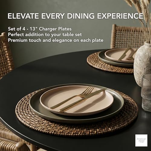 ChargeIt by Jay Rattan Charger Plates Hand Woven Round Brown, 13" - 4 Set - color: Brick Brown, size: 4 Pack