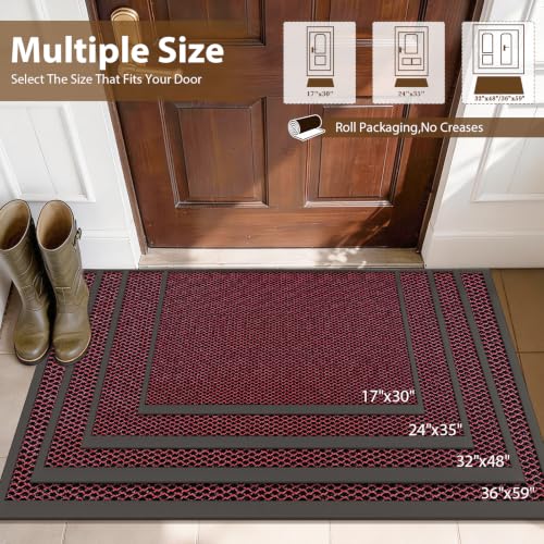 Front Door Mat Outside Entrance Welcome Mat 24"x36" Red 2x3 ft - color: Red, size: 24"x36"
