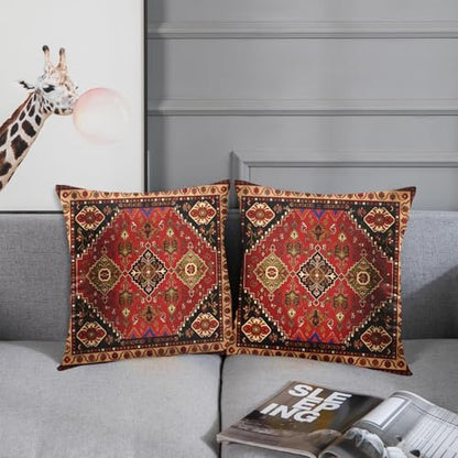 Britimes Throw Pillow Covers Set of 2, 18 x 18 Inch, Red Aztec - color: Ethnic Tribal 15, size: 18" x 18" (Pack of 2)
