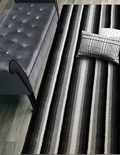 Custom Size Hallway Runner Rug, Slip Resistant, 26 Inch Wide X Your Choice of Length, Stripes Black, 26 Inch X 3 Feet, Doormat Size - color: Black Stripes, size: 2'2" x 3' (Rectangular)