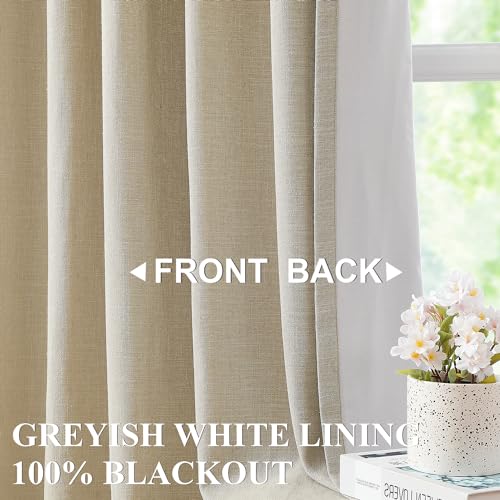 Vision Home Sand Pinch Pleated Full Blackout Curtains Linen Blended Room Darkening Window Curtains 72 inch for Living Room Bedroom Thermal Insulated Pinch Pleat Drapes with Hooks 2 Panel 40" Wx72 L - color: Sand, size: 40"W x 72"L (Pack of 2)