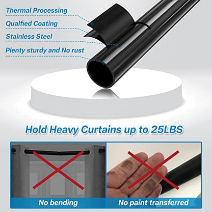 Black Curtain Rods, Small Curtain Rods for Windows 48 to 84 Inch, 5/8 Heavy Duty Matte Black Curtain Rod Set with Brackets, Adjustable Splicing Drapery Rod - color: Black, size: 48-84" (1pc)