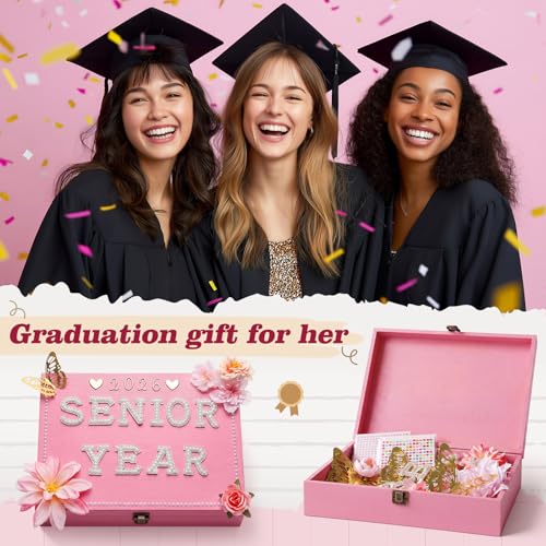 Yousoontic 2027 Senior Memory Keepsake Box and DIY Accessories,Pink - color: Pink